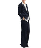 EMMEMARELLA1 Giacca gessata lurex Baffo1 NAVY