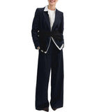 EMMEMARELLA1 Giacca gessata lurex Baffo1 NAVY