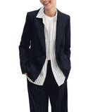 EMMEMARELLA1 Giacca gessata lurex Baffo1 NAVY
