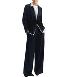 EMMEMARELLA1 Pantaloni ampi da completo gessato lurex Baffo2 NAVY