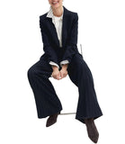 EMMEMARELLA1 Pantaloni ampi da completo gessato lurex Baffo2 NAVY