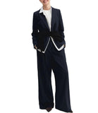 EMMEMARELLA1 Pantaloni ampi da completo gessato lurex Baffo2 NAVY