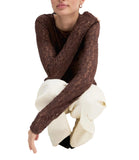 EMMEMARELLA1 Maglia in pizzo Madre marrone