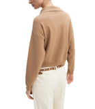 EMMEMARELLA1 Maglioncino collo a polo con rombi Ottanta cammello