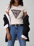 GUESS APP D COL T-shirt con triangolo savanna bianco