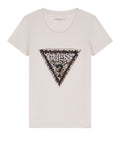 GUESS APP D COL T-shirt con triangolo savanna bianco