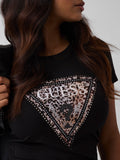 GUESS APP D COL T-shirt con triangolo savanna nero