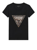 GUESS APP D COL T-shirt con triangolo savanna nero