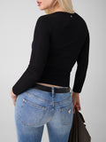 GUESS APP D COL T-shirt con dettagli bottoni nero