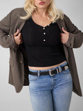GUESS APP D COL T-shirt con dettagli bottoni nero