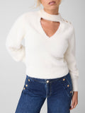 GUESS APP D COL Pullover con chocker bianco