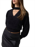 GUESS APP D COL Pullover con chocker nero
