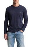 GUESS T-shirt core extra slim logo manica lunga blu