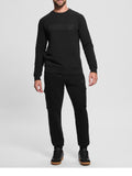 GUESS ATH U COL Felpa girocollo New Aldwin logo nero