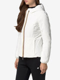 K-WAY Giubbino cappuccio lily st warm double bianco