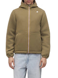 K-WAY U Giubbino cappuccio jack spacer nylon reversibile VERDE MILITARE