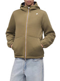K-WAY U Giubbino cappuccio jack spacer nylon reversibile VERDE MILITARE