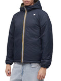 K-WAY U Giubbino cappuccio jack spacer nylon reversibile VERDE MILITARE
