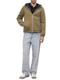 K-WAY U Giubbino cappuccio jack spacer nylon reversibile VERDE MILITARE