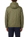K-WAY U Giubbino cappuccio felpa + tecnico jack spacer nylon reversibile blu
