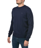 LACOSTE U Maglioncino con logo tono su tono in lana merino blu