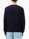LACOSTE U Maglione in lana cardata blu
