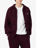 LACOSTE U Felpa zip e cappuccio basic BORDEAUX