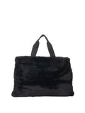 LIU JO SOFT ACC1 Borsa teddy pelliccia logo nero