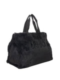 LIU JO SOFT ACC1 Borsa teddy pelliccia logo nero