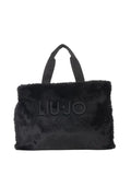 LIU JO SOFT ACC1 Borsa teddy pelliccia logo nero