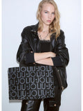 LIU JO SOFT ACC1 Borsa shopping bag loghi allover nero