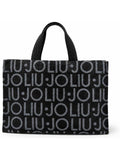 LIU JO SOFT ACC1 Borsa shopping bag loghi allover nero