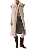LIU JO SOFT ACC1 Poncho smanicato in ecopelliccia BURRO