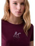 LIU JO SPORT T-shirt con logo strass MELANZANA