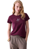 LIU JO SPORT T-shirt con logo strass MELANZANA