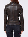 LIU JO WHITE Giacca in ecopelle con zip MARRONE SCURO