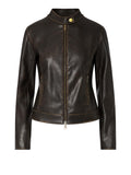 LIU JO WHITE Giacca in ecopelle con zip MARRONE SCURO