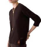 LIU JO WHITE Pullover con spacco in fondo marrone