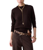 LIU JO WHITE Pullover con spacco in fondo marrone