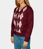 LOUISE NTRFSH Cardigan con rombi frontali MELANZANA