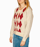 LOUISE NTRFSH Cardigan con rombi frontali panna