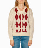 LOUISE NTRFSH Cardigan con rombi frontali panna