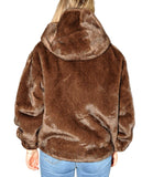 LOUISE+R NTRFSHN Ecopelliccia con zip e cappuccio CAFFE