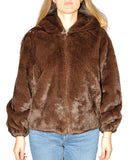 LOUISE+R NTRFSHN Ecopelliccia con zip e cappuccio CAFFE
