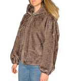 LOUISE+R NTRFSHN Ecopelliccia con zip e cappuccio grigio
