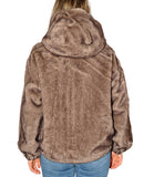 LOUISE+R NTRFSHN Ecopelliccia con zip e cappuccio grigio