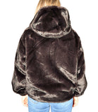 LOUISE+R NTRFSHN Ecopelliccia con zip e cappuccio nero