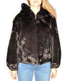 LOUISE+R NTRFSHN Ecopelliccia con zip e cappuccio nero