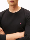 TOMMY H U COL T-shirt manica lunga stretch slim fit nero
