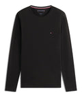 TOMMY H U COL T-shirt manica lunga stretch slim fit nero